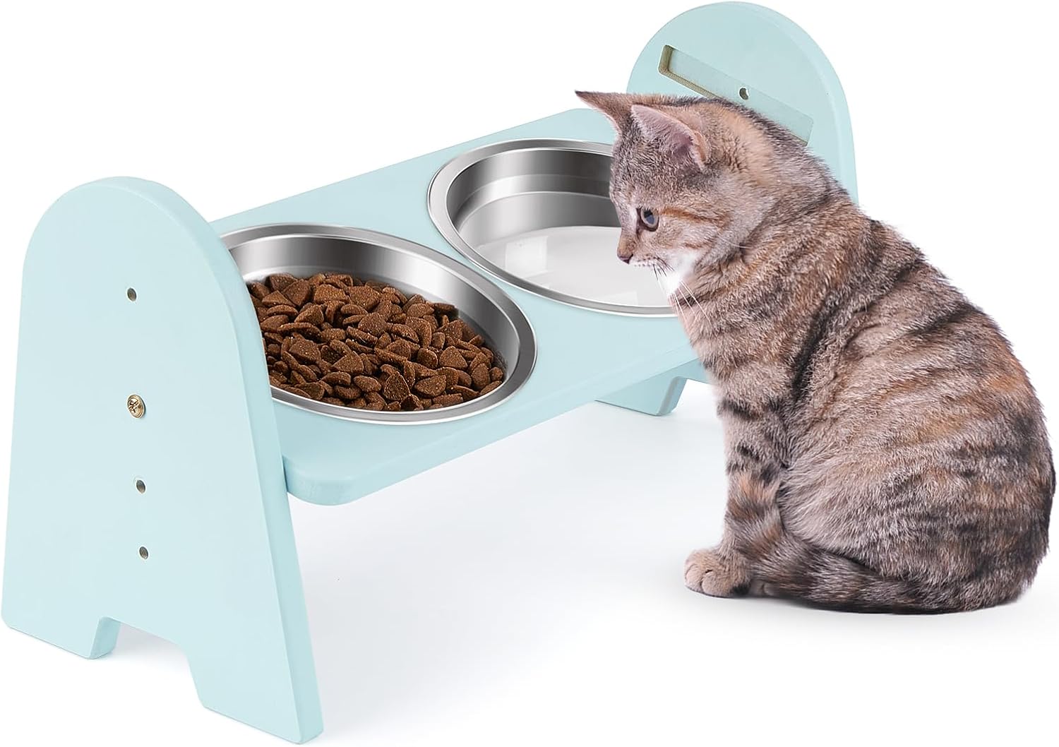Bienbee Elevated Cat Bowls, Bamboo Raised Cat Food Bowls