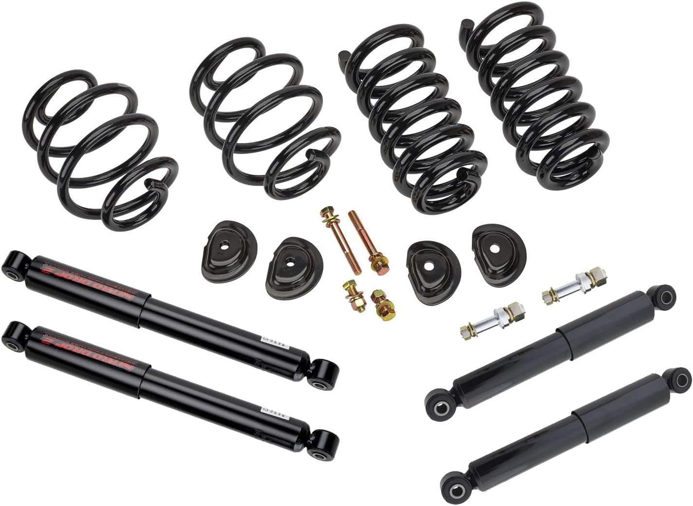 1963-1972 C10 3 Inch Front and 5 Inch Rear Drop Lowering Kit with Shocks - Improve Stance and Ride Quality, Fits 6 Cylinder and V8 Trucks, Black Powder Coated Springs