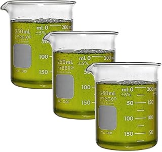 Corning Beaker, Pyrex, Griffin, Low-Form, Graduated, 250ml (Shelf Pack of 3)