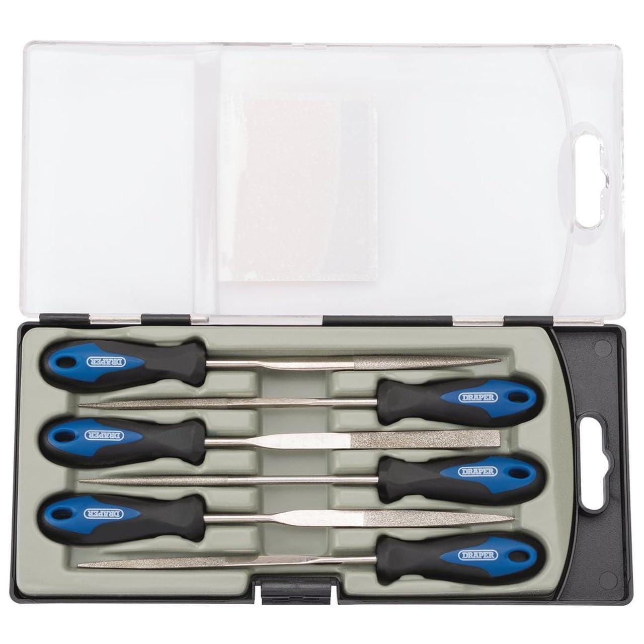 Draper 47817 - Set di 6 lime ad ago diamantate con impugnatura morbida, 150 mm