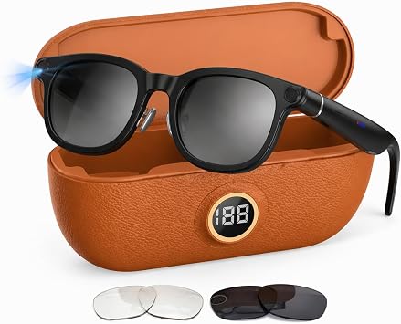 Smart Glasses with AI Voice Assistant & 8MP Camera | Hands-Free Video Recording, Open-Ear Audio, Real-Time Translation, IP54 Sports Sunglasses