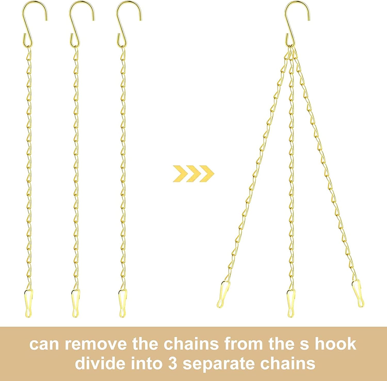 RIFNY Gold Chain for Hanging Plants, 20 Inch Small Plant Chains for Hanging Baskets Kits with Hooks for Bird Feeders Planters Billboards Lanterns Wind Chimes Ornaments Outdoor Indoor Use (10 PCS) - Image 6