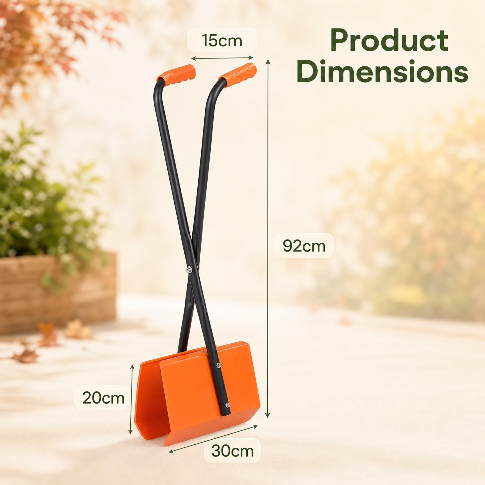 HOMASIS Pinza Raccogli Fogli, Rastrello Pinza per Foglie con Ampie Ganasce in Plastica, Manico Antiscivolo e Strutture in Metallo per Prato, Giardino e Cortile, 30 x 15 x 92 cm