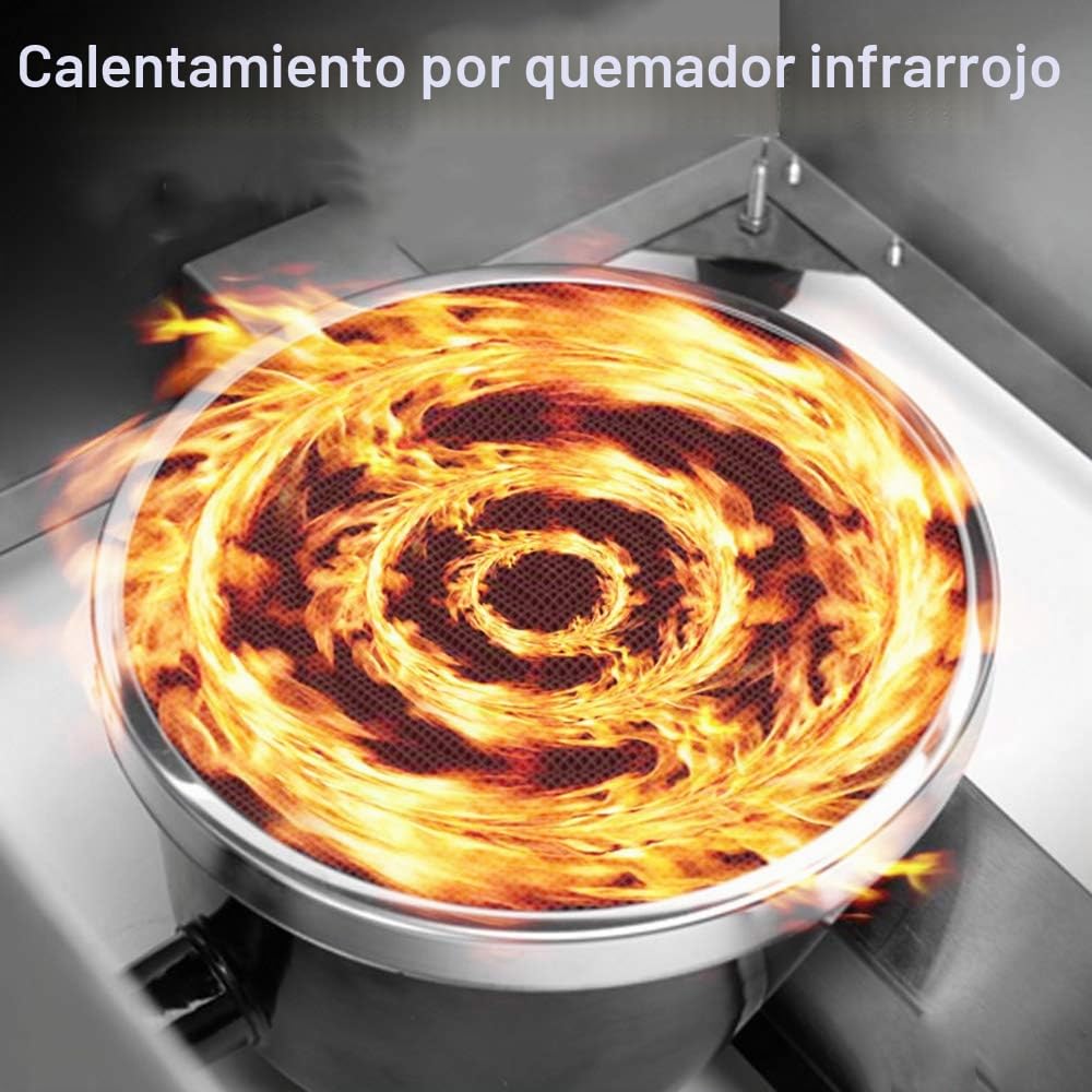 Freidora de gas de mesa de acero inoxidable, doble tanque de capacidad de 12 litros, con 2 canastas y aderezos, cocina industrial comercial o uso doméstico