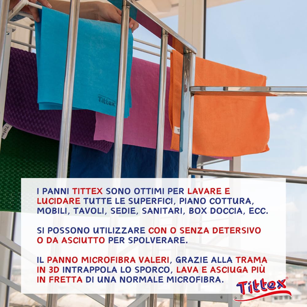 TITTEX Kit Pulizia Casa PRO: Spugne, Panni Microfibra, Panni Acciaio e vetri, Panni Pavimenti, Accessori Top per Pulizia Profonda! Set Prodotti Pulizia casa da 27 Pezzi, Borsa Shopping Inclusa