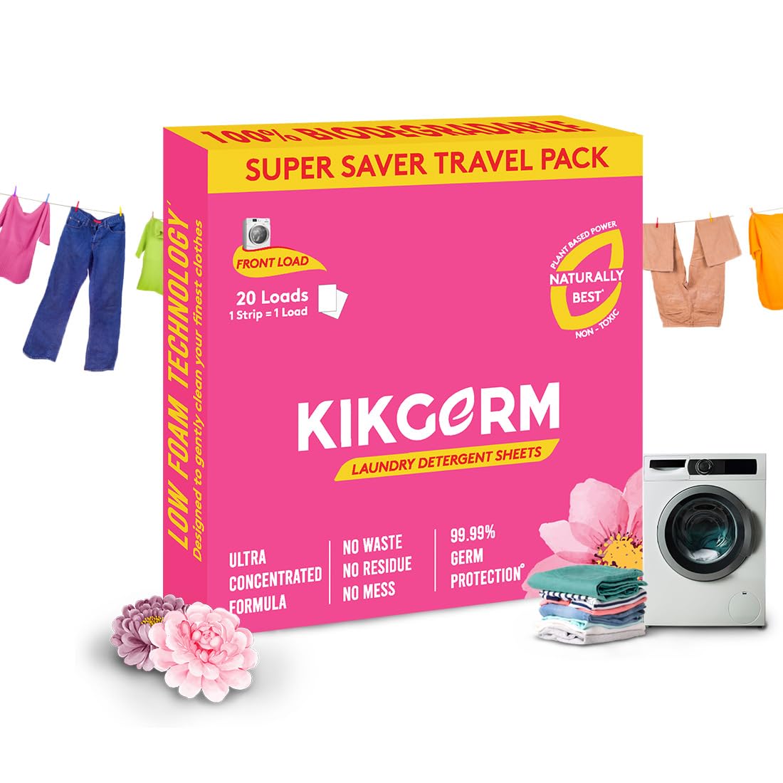 KIKGERM Front Load Laundry Detergent Sheet Biodegradable Plant Based Eco-Friendly Pre-Dosed & Easy To Use - 20 Loads (B0CW9SWF54) Amazon Price History, Amazon Price Tracker