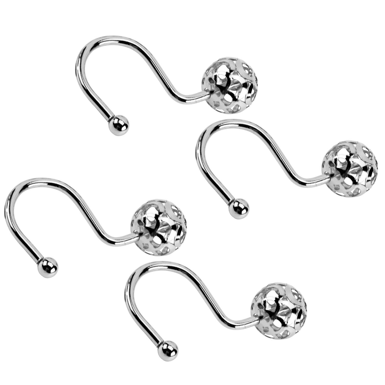 Mekalero Silver Of 4 Decorative Hollow Sphere Curtain Hook Multifunctional Shower Curtain Rings Sturdy Metal Hangers Decorative Rings