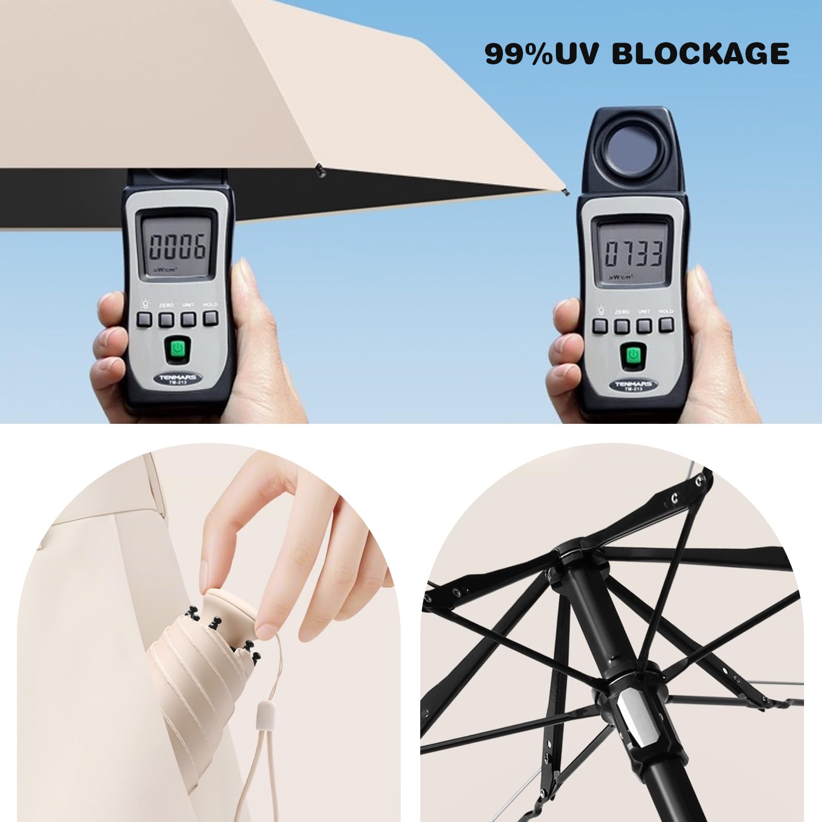 Mini Parasol Kieszonkowy, Składany Parasol Przeciwwiatrowy, Parasol Przeciwsłoneczny, Codzienne Podróże, Zawiera Pudełko Do Przechowywania, Chowany Uchwyt, Unisex