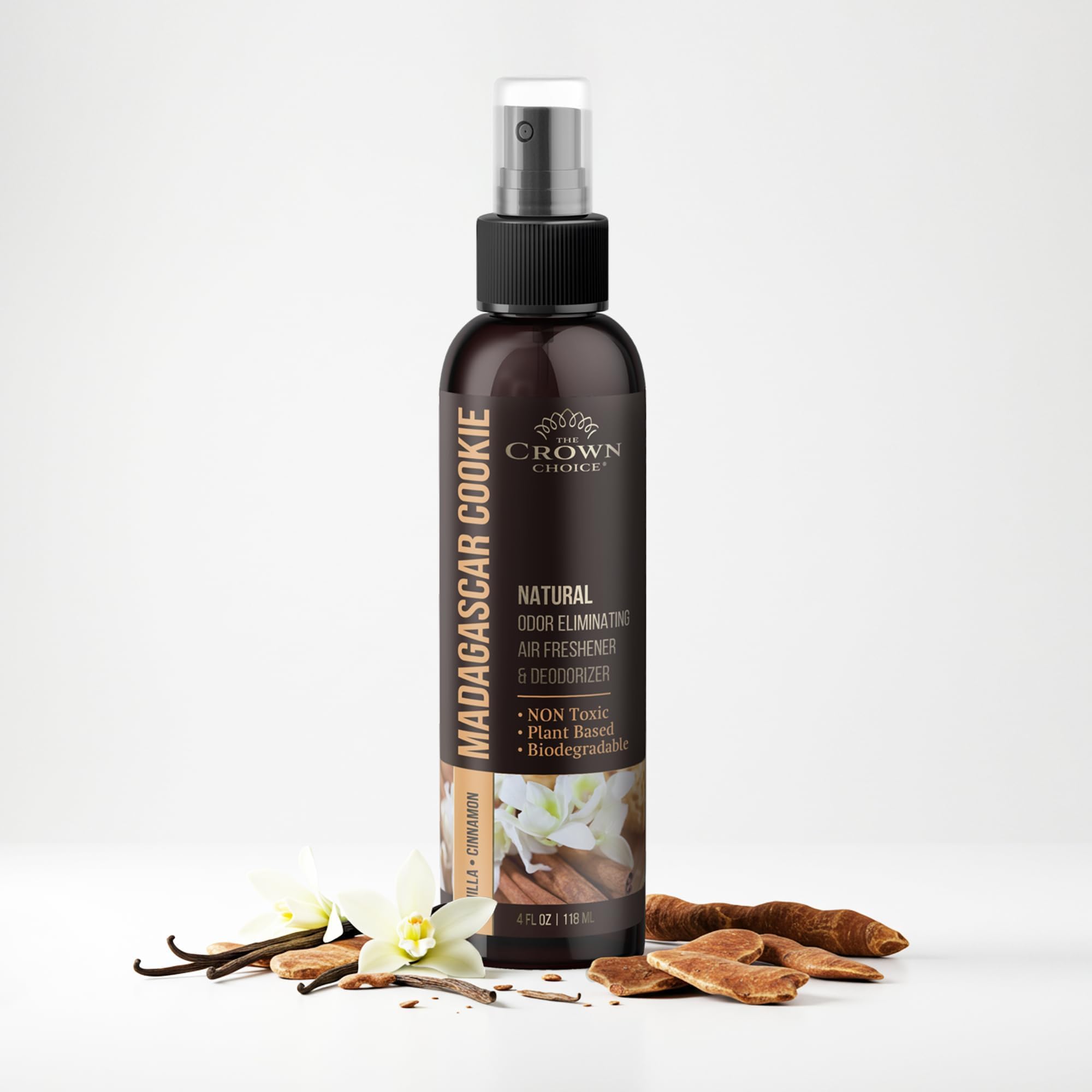 Air Freshener Spray for Home - Natural Vanilla & Cinnamon Oil Spray - Home Essentials Non Toxic Deodorizer for Home, Laundry, Toilet, Lounge,Cabinet, Fabric, Safe for Kids & Pets - 1 PK 4 Oz