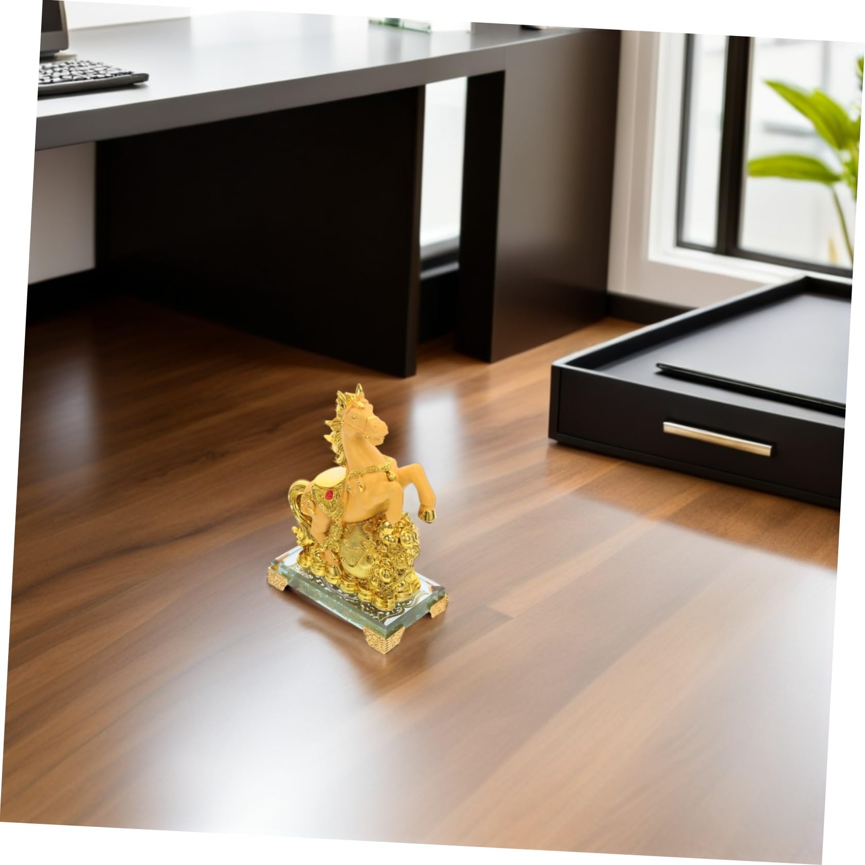 MAGICLULU zabawki zodiaku konia ozdoby na stół w kształcie konia noworoczne posągi koni Deska rozdzielcza samochodu zwierząt zodiaku statua rok maskotki Golden