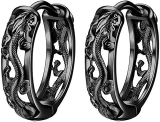 Joias de orelha de dragão brincos de argola masculinos brincos de argola pequenos brincos de argola brincos de dragão brincos redondos brincos de argola pendentes masculinos femininos joias de orelha legal presente homens brincos de laço de dragão