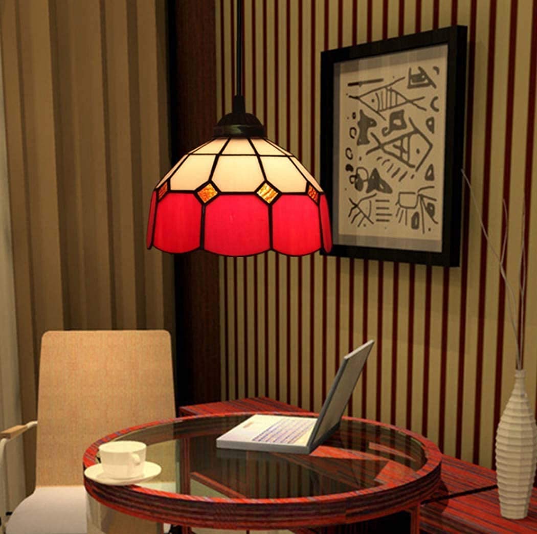 Lustre en verre multicolore de style Tiffany, luminaire suspendu de plafond à 1 lumière