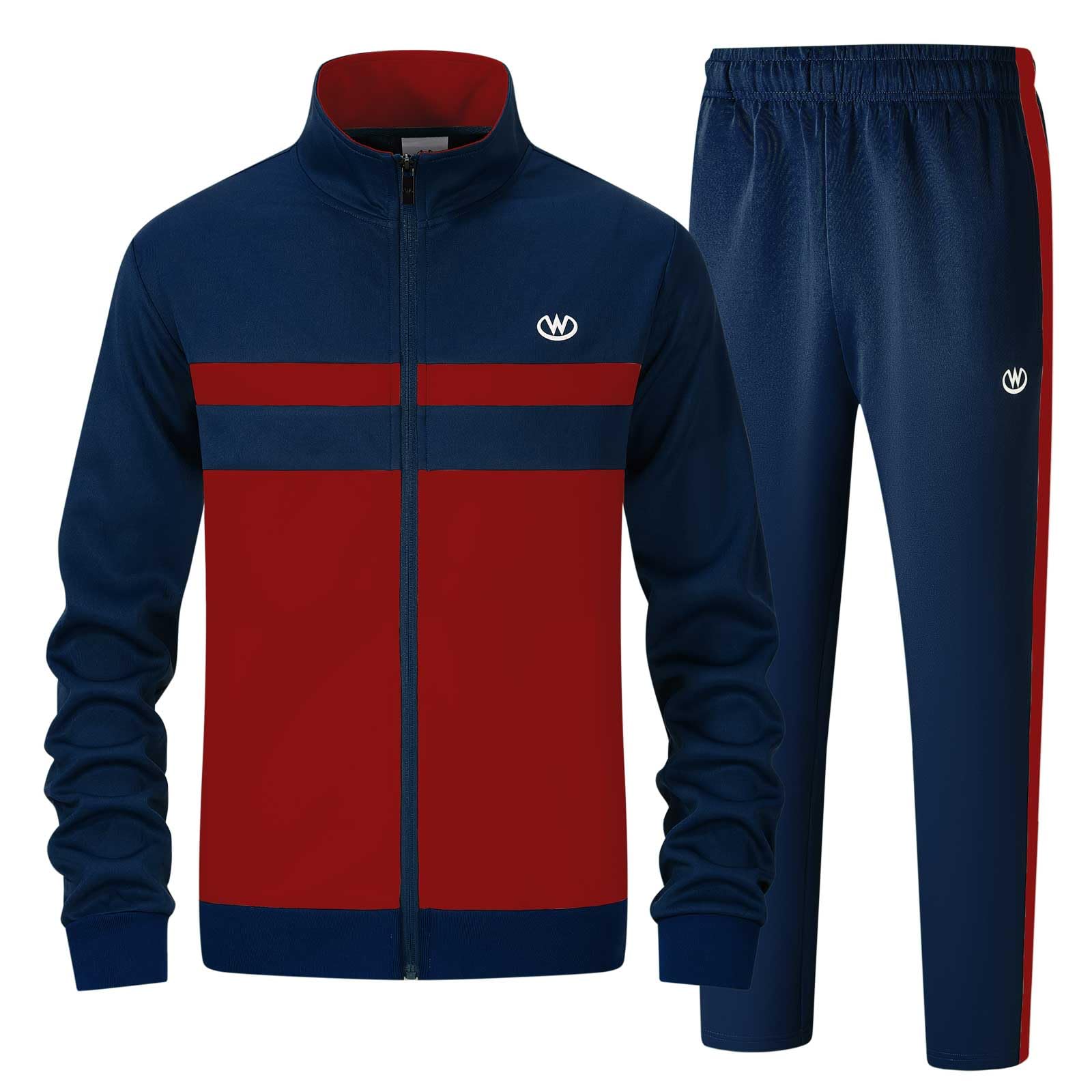 ANOTWENER Herren Trainingsanzüge Sets lässig lange Ärmel voller Reißverschluss Jacke und Jogginghose Jogginganzug Sport Outfits