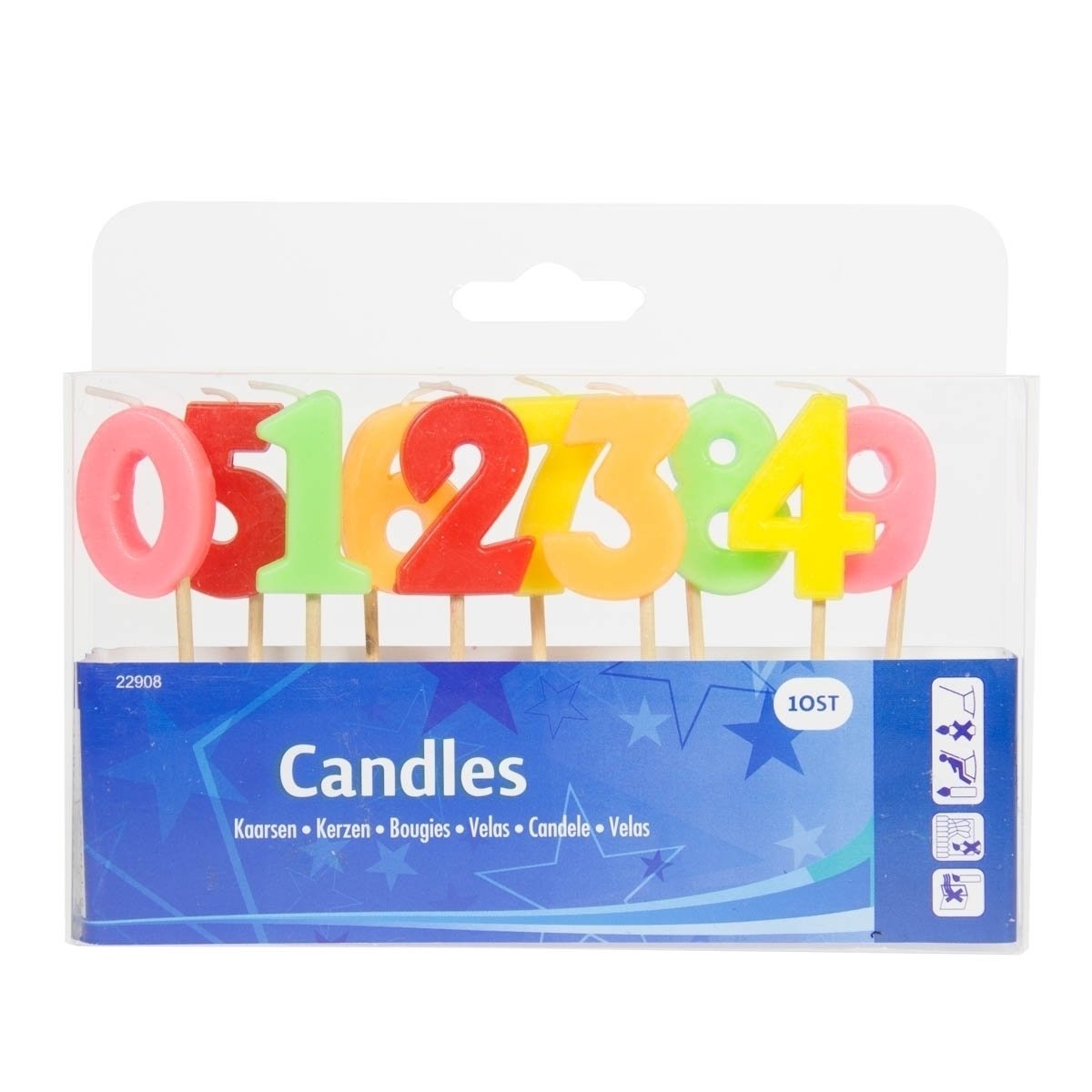 Folat Multicoloured Mini Candles Numbers With Glitter 0-9, Colorful