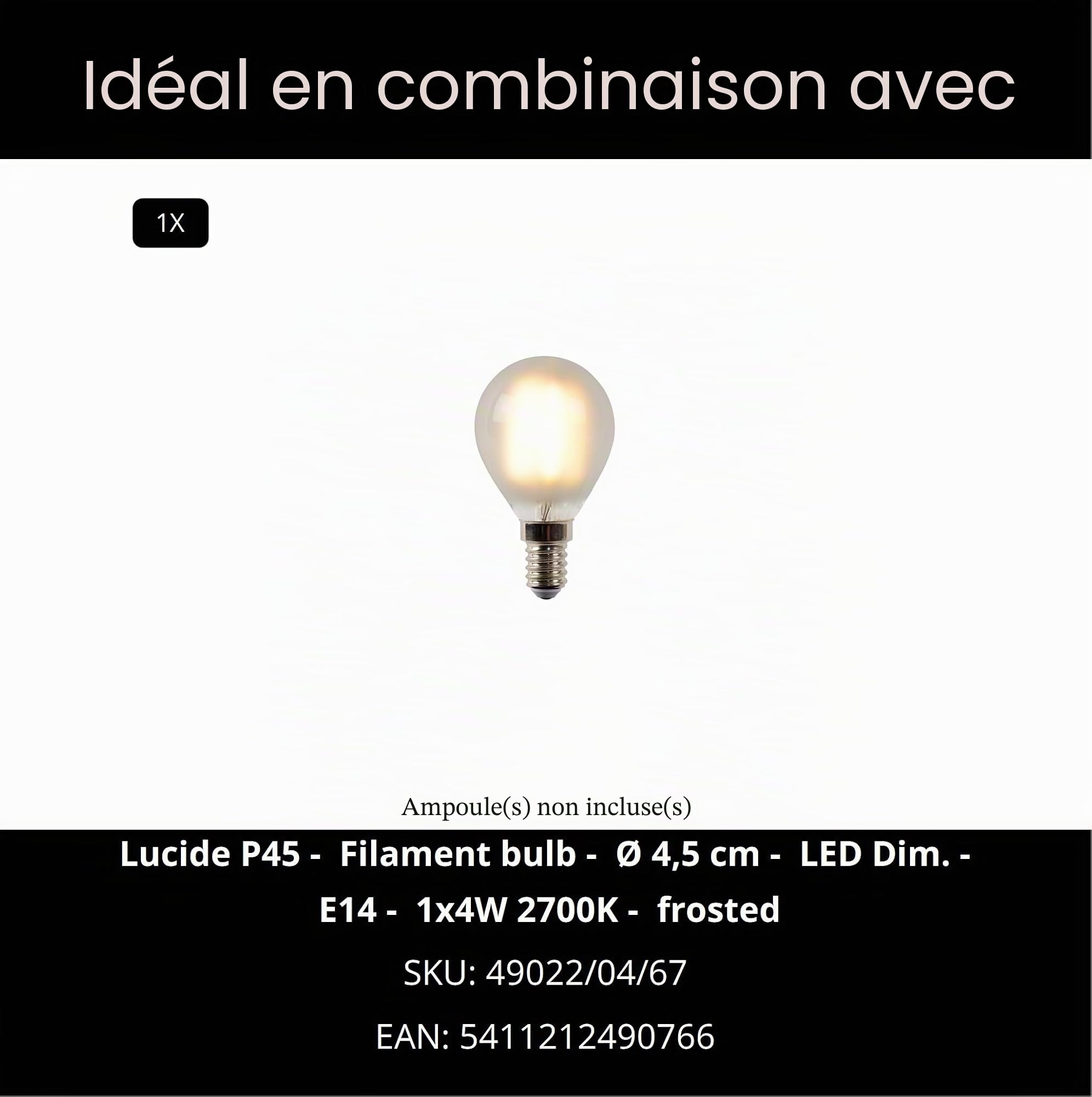LUCIDE KNULLE - Lampe de table - Ø 15 cm - 1xE14 - Noir