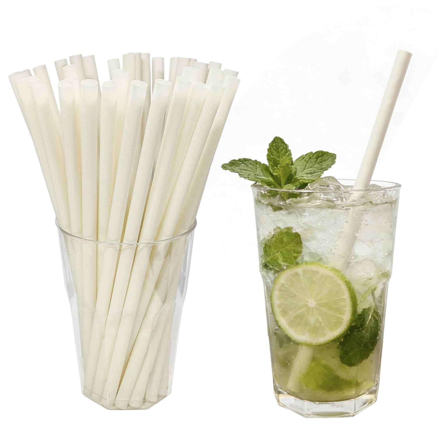 100% Biodegradable Bamboo Fiber Straws | 200 Counts, 8X210mm Plant Fiber Disposable Straw for Party Suppliers -100% Compostable, Plastic-Free & Eco-Friendly