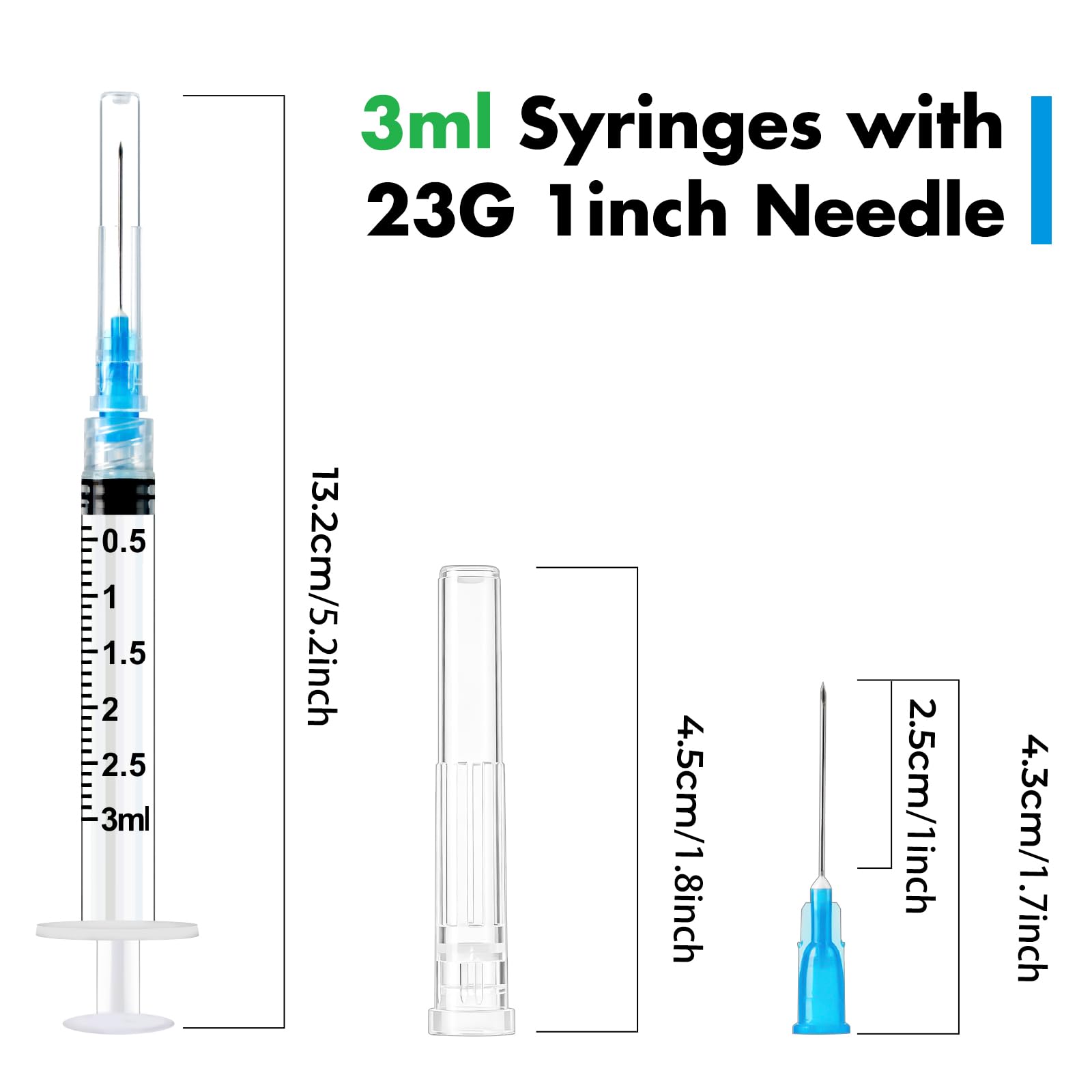 100 Pack 3ml Lab Syringes with 23Ga 1 Inch Needle Luer Lock, Individually Sealed Packed — Amazon image 3