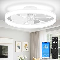 Vista 23 de VOLISUN Ventiladores de techo pequeños de 13 pulgadas con luces y control remoto, ventiladores de techo de perfil bajo con luz, luz de techo LED