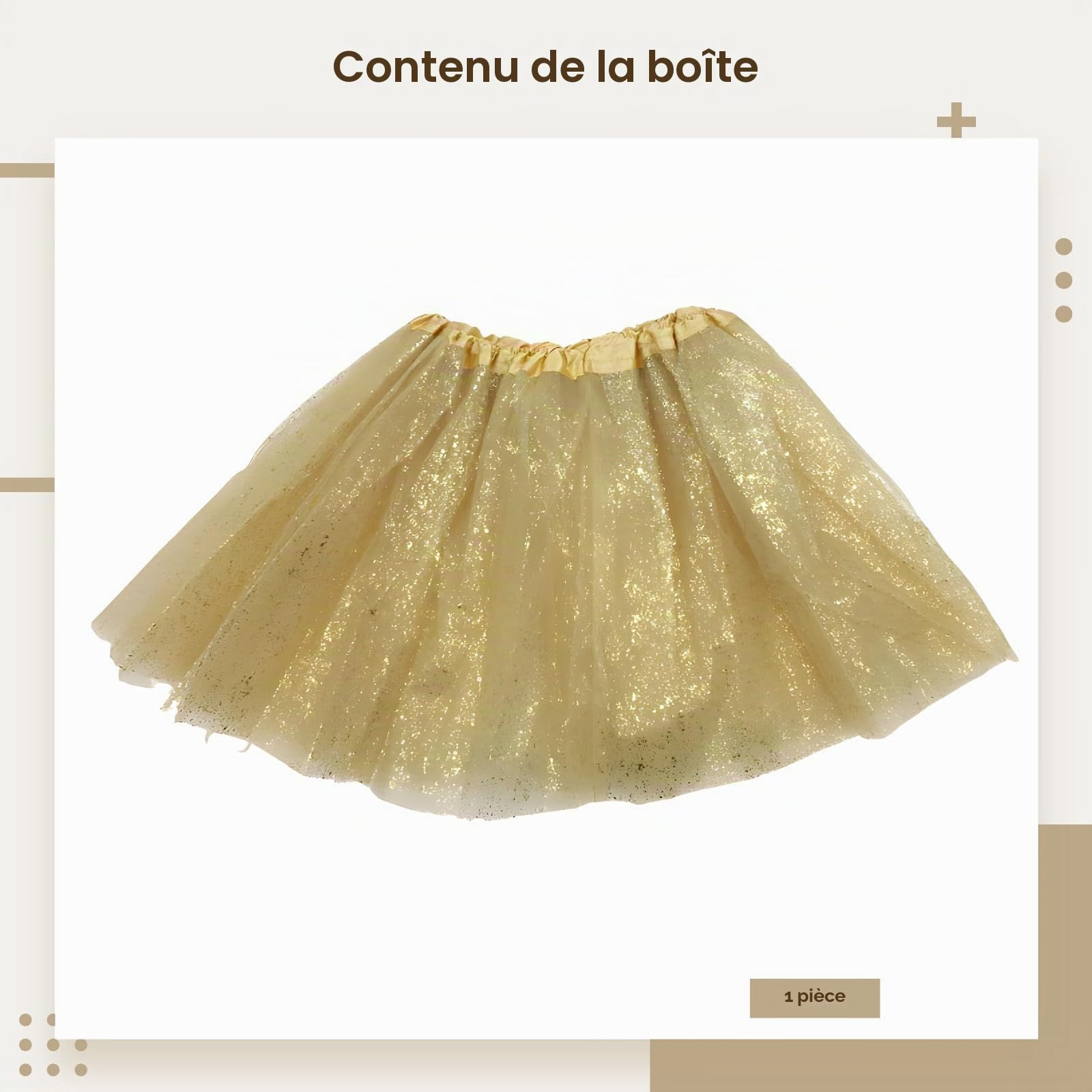 Jupe tutu dorée scintillante pour enfants, jupe de danse princesse avec taille élastique, convient aux enfants de 3 à 8 ans