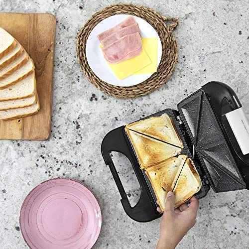 Miniatura 6 de Cecotec Sandwichera Rock Ntoast Deep Classic, 1000 W, Mayor Amplitud, Placa Triangulares, Tostado Uniforme, Revestimiento Rockstone, Capacidad 2 Sándwiches, Libre De Pfoa
