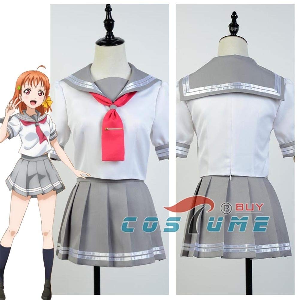 Qfeng Anime Love Live Lovelive Sunshine Aqours Cosplay Costume Takami Chika Cosplay Costume School Girls Sailor Uniform (Size : M, Source : Love Live)