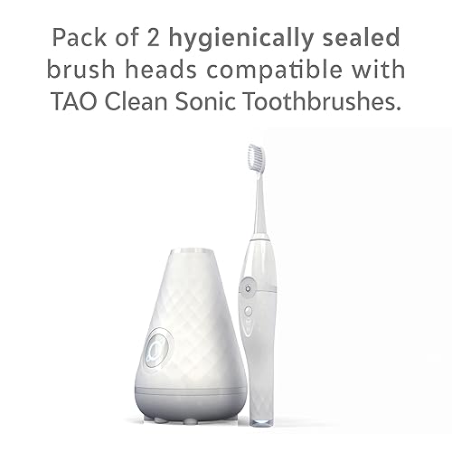Miniatura 2 de TAO Clean Cabezales de repuesto para cepillos de dientes eléctricos Sonic (paquete de 2)  Cabezal blanqueador  Cabezales de repuesto para cepillo de