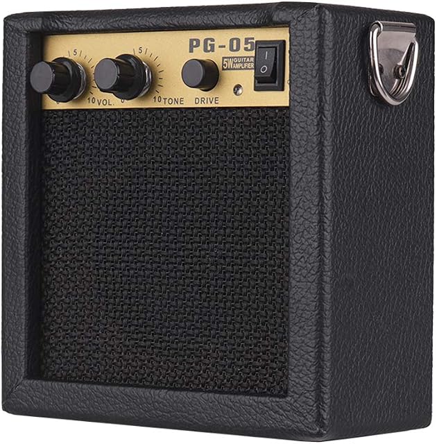 Btuty Wooden Guitar Amplifier Amp Speaker 5W with 6.35mm Input 3.5mm Headphone Output Supports Volume Tone Adjustment Overdrive