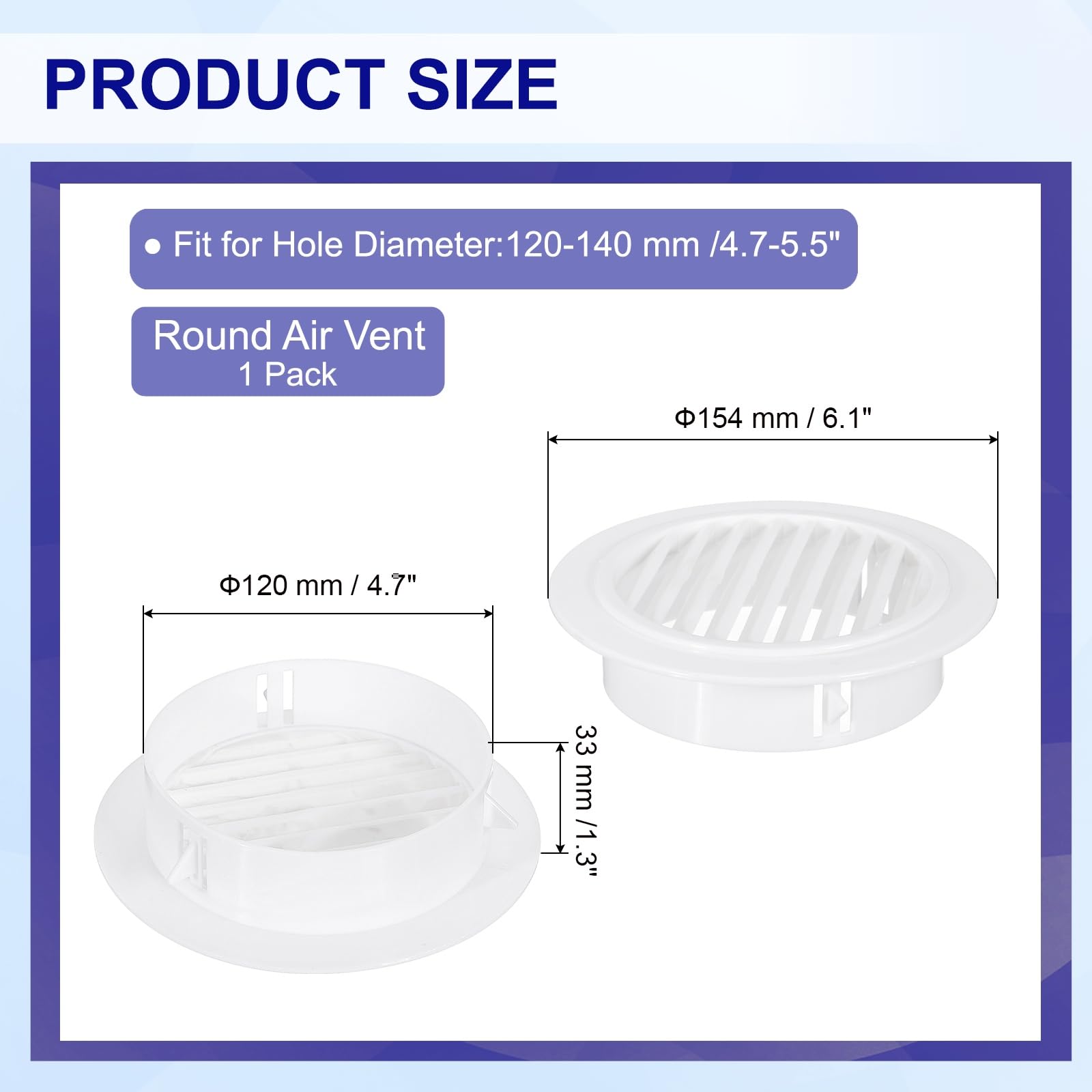 PATIKIL Round Air Vent 5" (120mm) - Image 2
