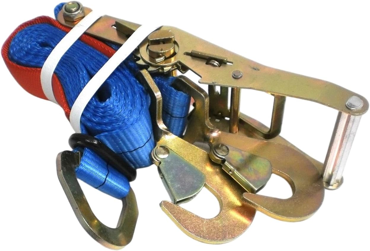 TSCR-LOTOF4 Set 4 Car Tie Down Ratchet Axle Straps 10' Fits for Trailer RV - Trailer Tie Down Ratchet Axle Straps Replacement