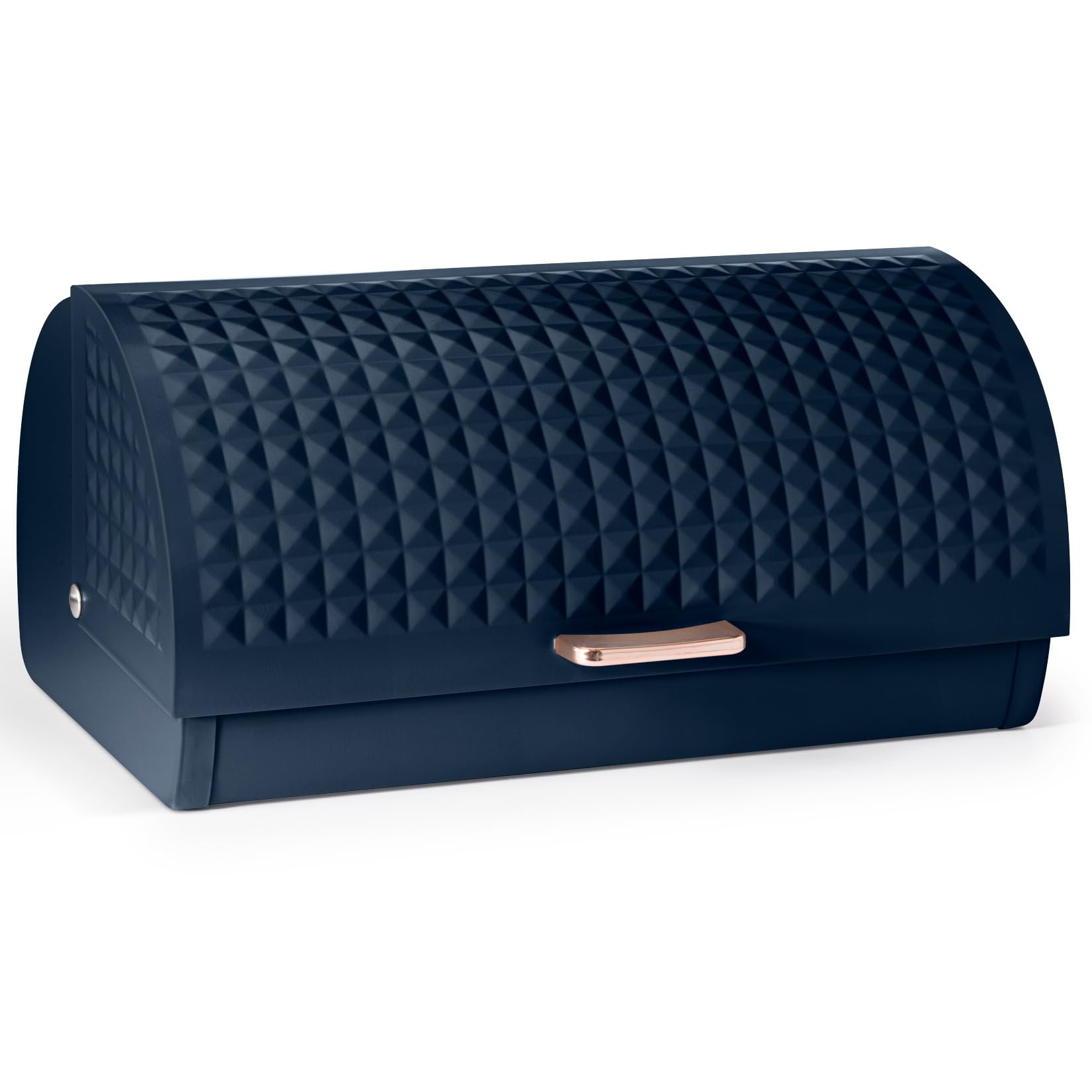 Ehc Navy Blue Bread Bins For Kitchen, Bread Box With Lid, Kitchen Storage Bin, Bread Container, Ventilated Back To Keep Contents Fresher For Longer
