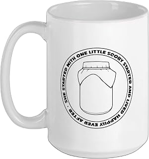 Kombucha Starter Kit for Tea Drink Lover Kombucha Ceramic Mug, White, 15oz