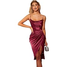 HTZMO Women's Ruched Bodycon Sexy Club Midi Dress Soft