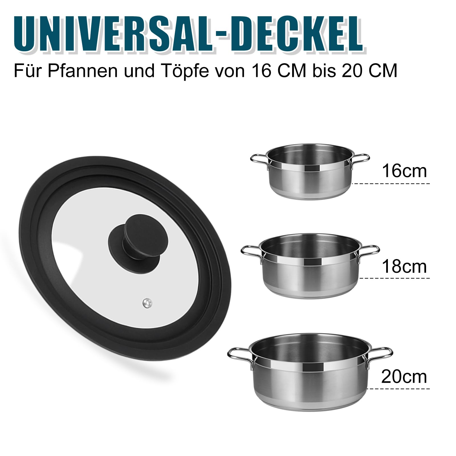 Couvercle En Verre WMF 16 Cm - Poignée Métal - Pour Casseroles Et Poêles - Résistant à La Chaleur, Lave-vaisselle