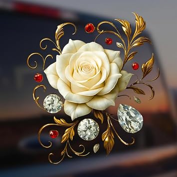 Pink Rose Diamond car Stickers White