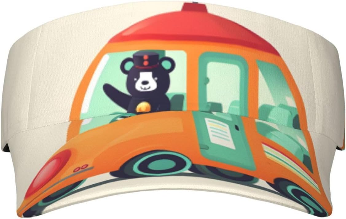 Cartoon Vehicle Sunscreen Visor Hats for Women & Men, Sport Empty Top Baseball Sun Cap, Tennis Visor, Golf Visor Black