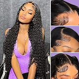 JIETAI 13X4 HD Curly Lace Front Wigs Human Hair Pre Plucked with Baby Hair 180% Density Brazilian Cu