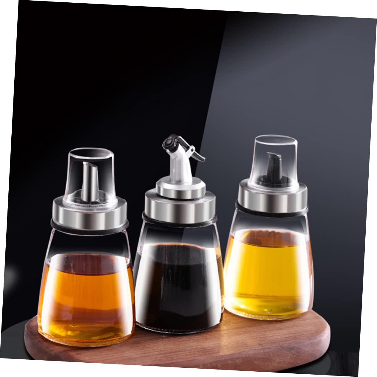 LABRIMP 3piezas Botella De Condimento Botella Transparente De Vidrio Para Aceite y Vinagre Dispensador De Salsa De Soja Para Cocina