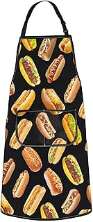 JNIAP Hot Dog Apron With Pockets Hot Dogs Lover Gifts Hot Dogs Chef Apron Fast Food Apron Hot Dog Maker Aprons