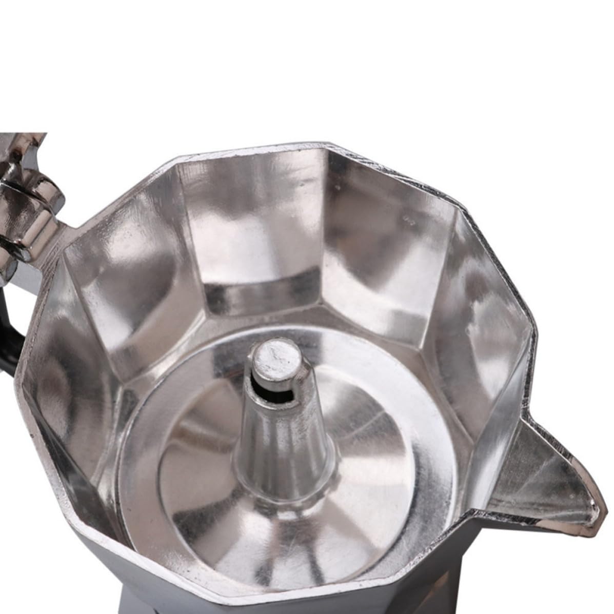 Caffettiera Moka in Alluminio 600ml, 12 Tazze, Ottagonale | Finitura Argento , Stile Europeo , Manico Resistente al Calore , Riempimento Semplice e Pulizia Agevole