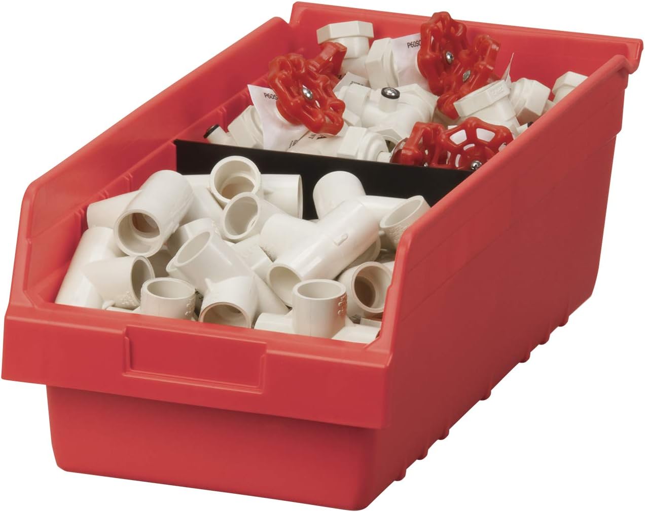 Akro-Mils 30088 Plastic Nesting ShelfMax Storage Bin Box, 18x8x6-Inch, Red (8-Pack)