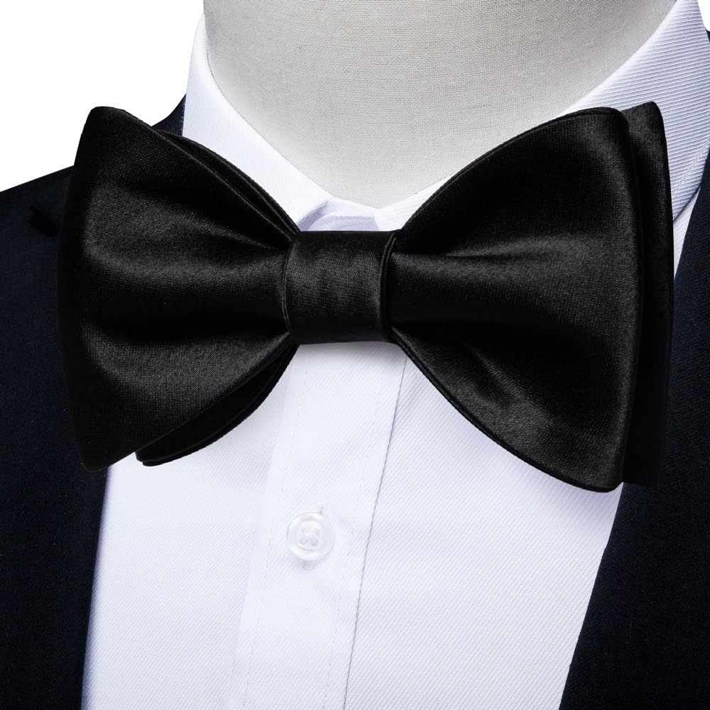 JFDBGU Silk Bow Ties for Man Accessories Classic Solid Men Self-tie Bowties Pocket Square Cufflinks Set Wedding