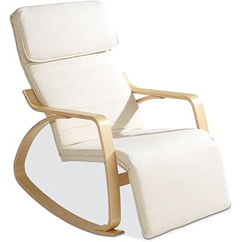 Home4you Schwingsessel Schaukelsessel Schaukelstuhl Natur Birkenholz Webstoff Amazon De Kuche Haushalt