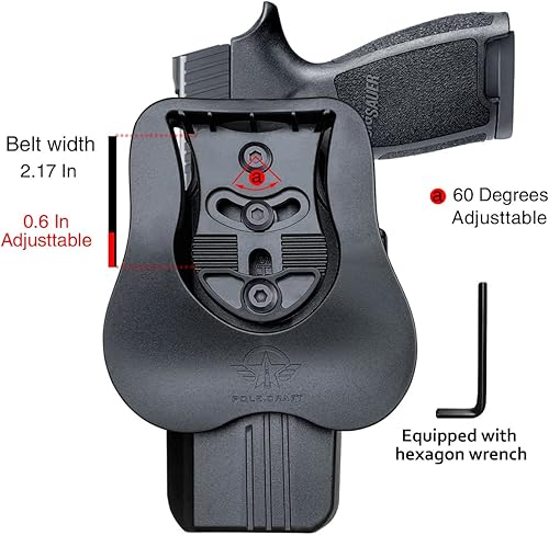 Miniatura 2 de POLE.CRAFT Fundas de polímero de paleta OWB compatibles: Sig P320 Carry/Sig P320 completo con bloqueo de seguridad, cinturón de 1.5 "-2"