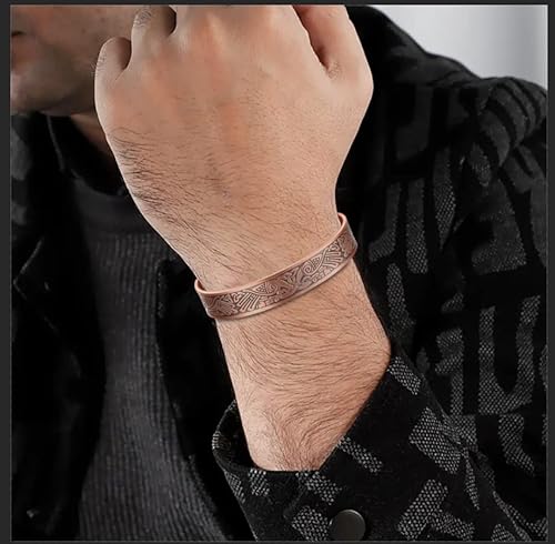 Biomag Copper Bracelet For Men, 99.99% Pure Copper Magnetic Bracelets With 6Pcs 3500 Gauss Magnets, Adjustable Cuff Bangles With Jewelry Gift Box #TOP4