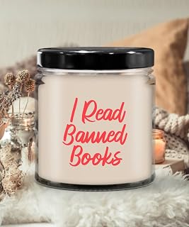 SpreadPassion I Read Banned Books Candle, Novelty Gift for Graduate, Birthday Christmas Basket Gag Gift Idea