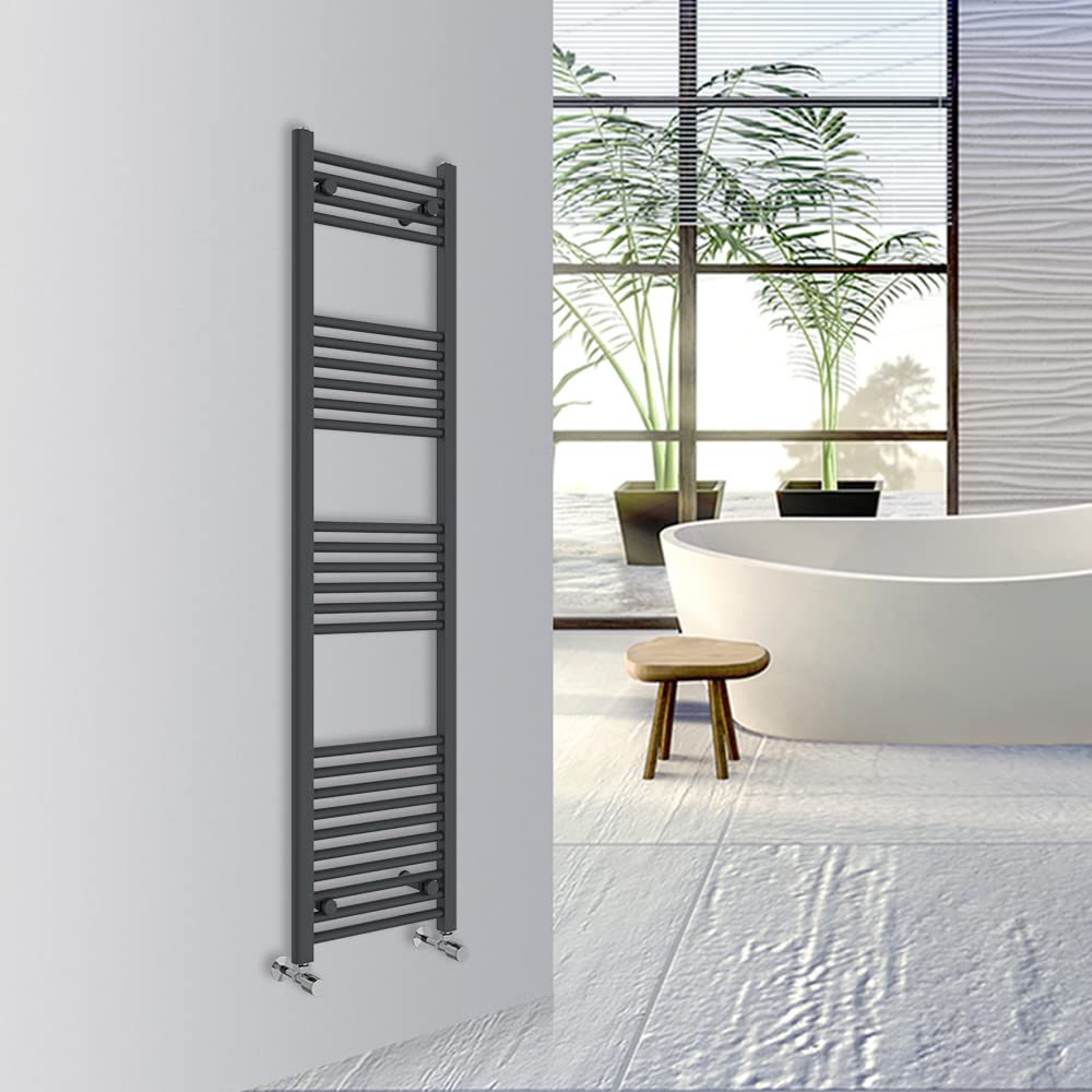 Warmehaus Straight Bathroom Heated Towel Rail Warmer Radiator Central Heating 1600x400mm - Anthracite