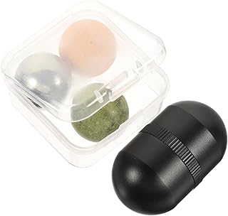 minkissy 1 conjunto de bola de pedra vulcânica massageador facial ferramenta facial rolo de massagem beleza jade aperta facial jade massageador contas de jade, caixa de liga de alumínio preto massagem rolo jade bola olhos