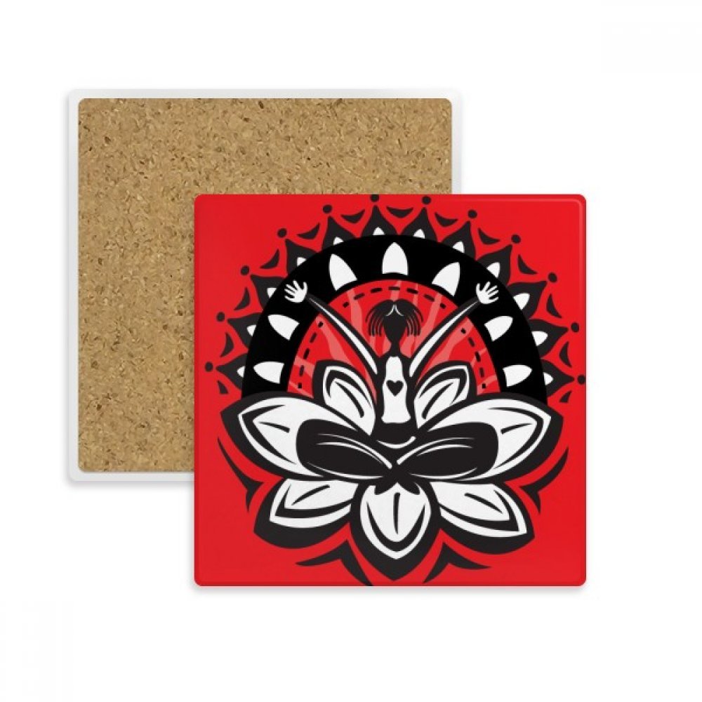 Dessous de verre mexicain en pierre absorbante Lotus Multicolor pour tasse