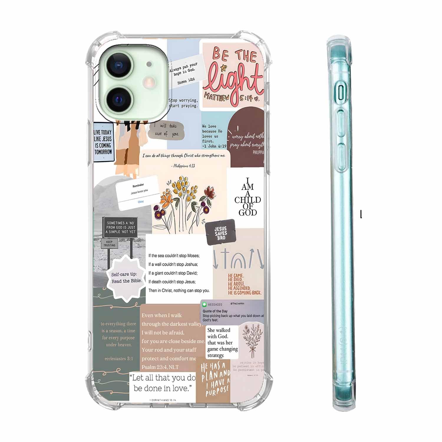 Hsondcn Case for iPhone 12/12 Pro with Christian Design,Christ Jesus Quotes Verse Collage Pattern,Trendy Soft TPU Bumper Phone Cover(12,Bible)