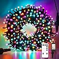 suddus Multicolor Christmas Tree Lights, 100 LED 8 Modes Blinking Christmas Twinkle Lights with Remote, Colored Christmas String Lights for Outdoor Indoor Party Decoration, Plug in, Connectable